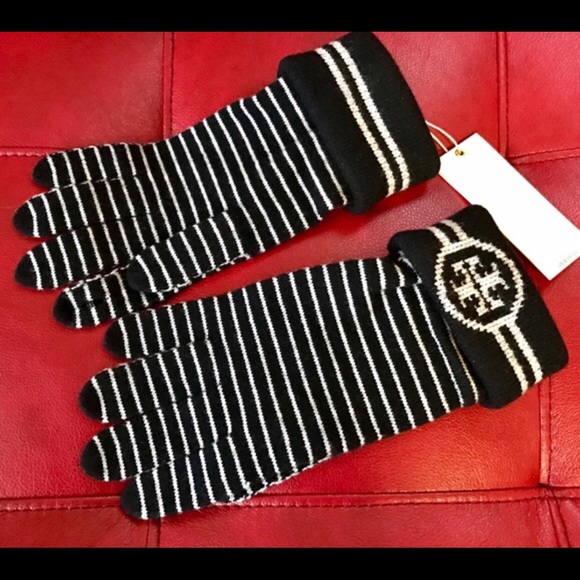 💕💕Tory Burch Striped Merino Wool Gloves - Picture 2 of 5